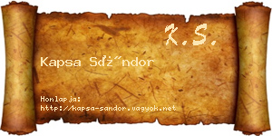 Kapsa Sándor névjegykártya