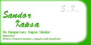 sandor kapsa business card